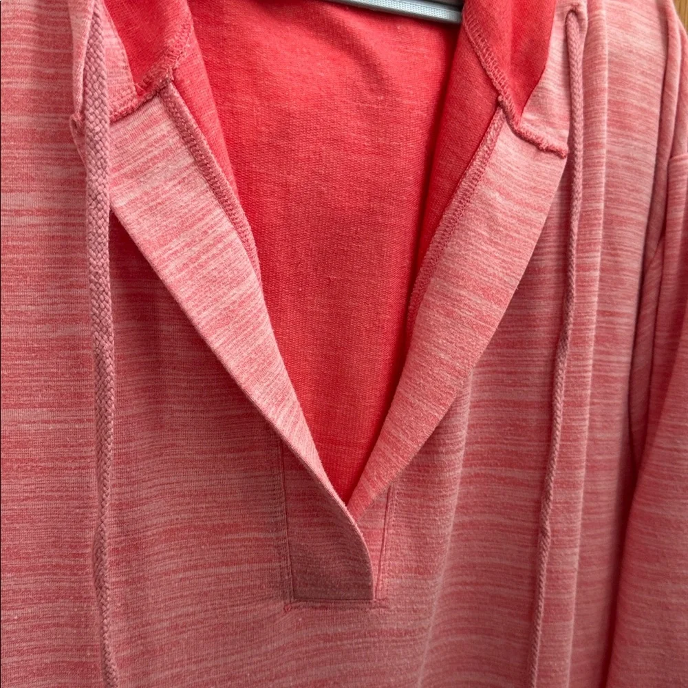 Jockey Oversized Active Pink Variegated Hooded Pullover Front Pocket 3/4 sleeve - Picture 3 of 8